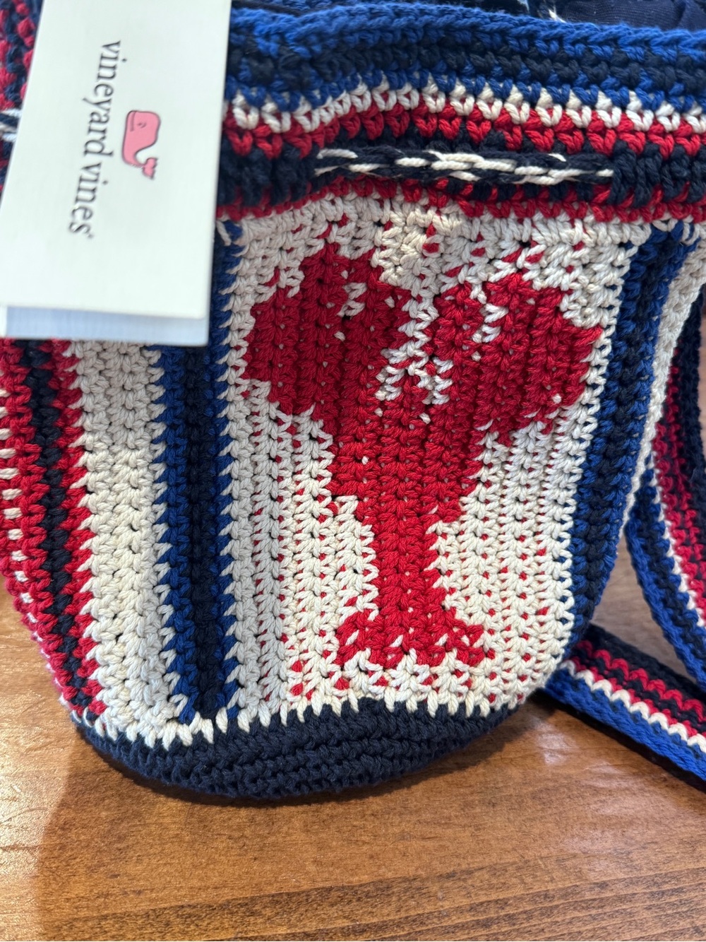 Women VINEYARD VINES Crochet lobster red white blue casual trendy crossbody Bag